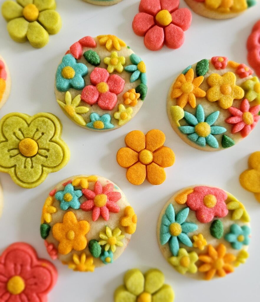 Floral sugar cookies 🌸 (no icing)