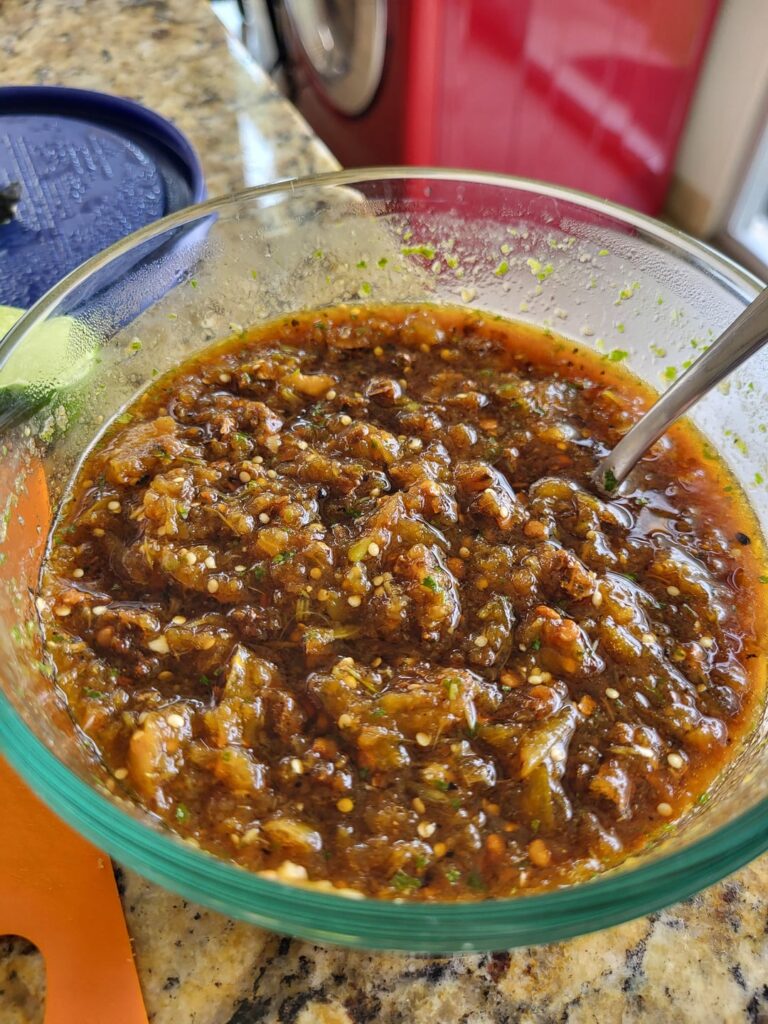 Yellow tomatillo and chipotle