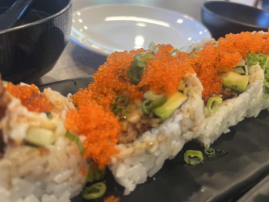 9.99 spider roll with tobiko at Kakuna sushi in San Jose California