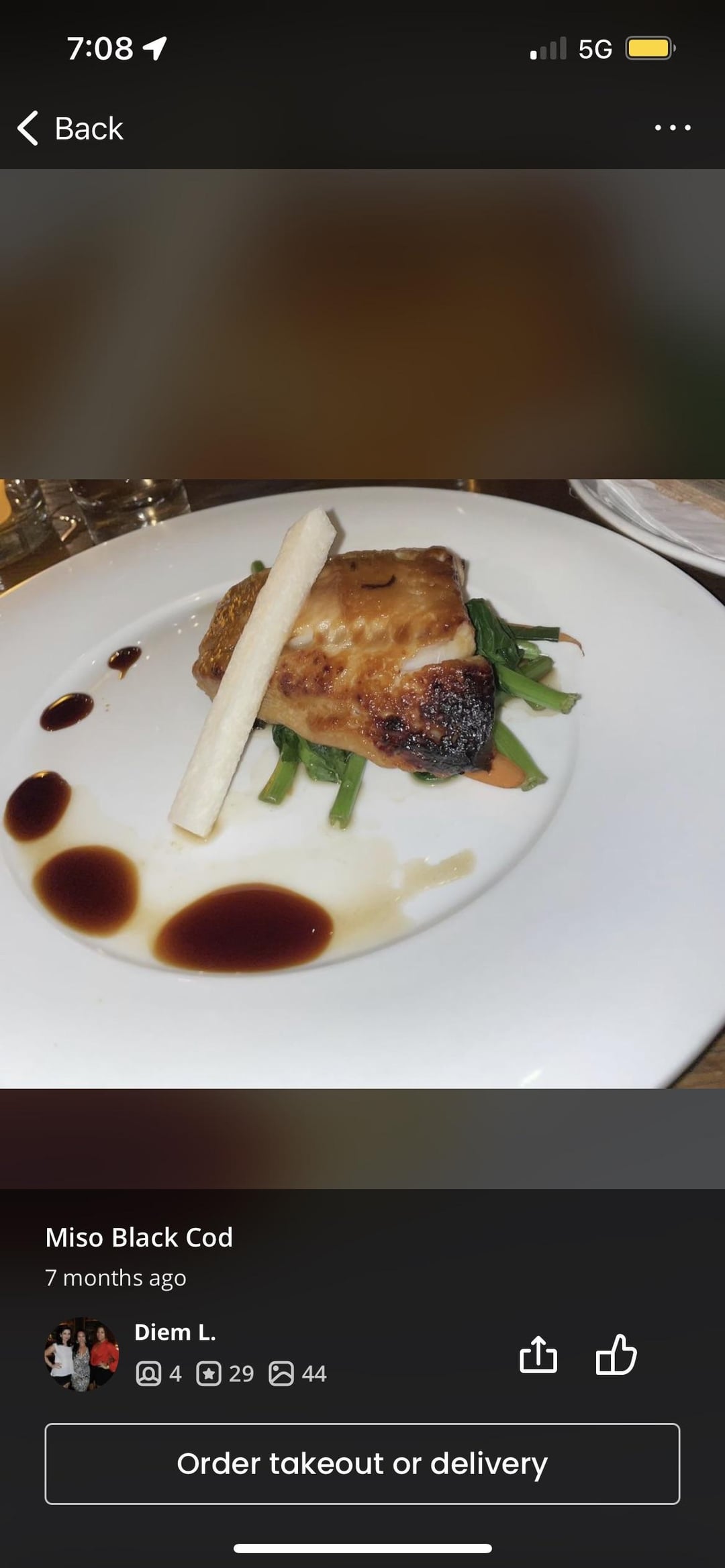 calories in this miso bronzed black cod (without vegetables just cod