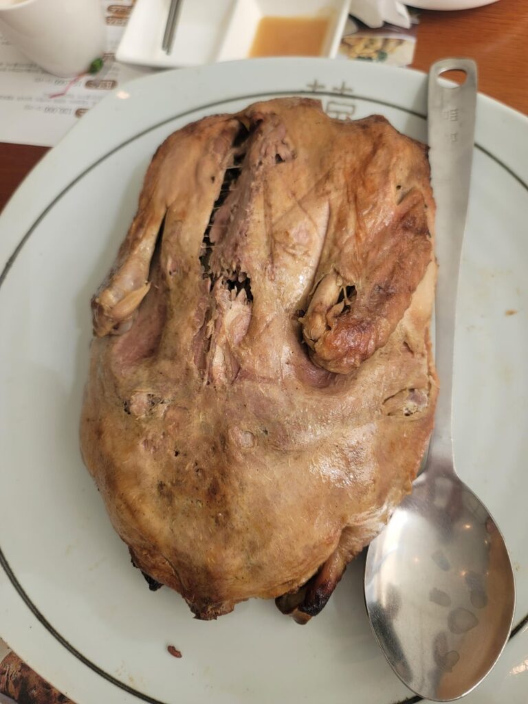 Korean duck food with steamy and sticky rice