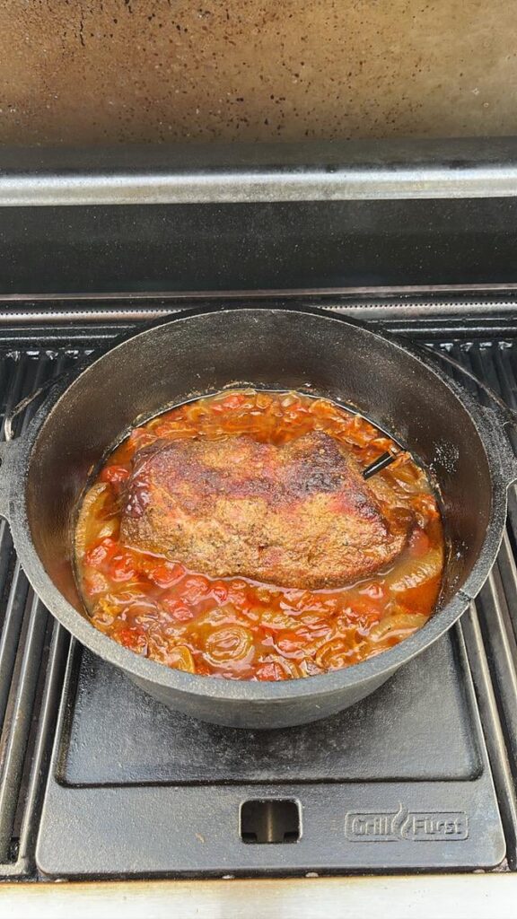 Just trying to make pulled pork in the Dutch oven for the first time, 4 hours have already passed, I'll give it another 3 hours