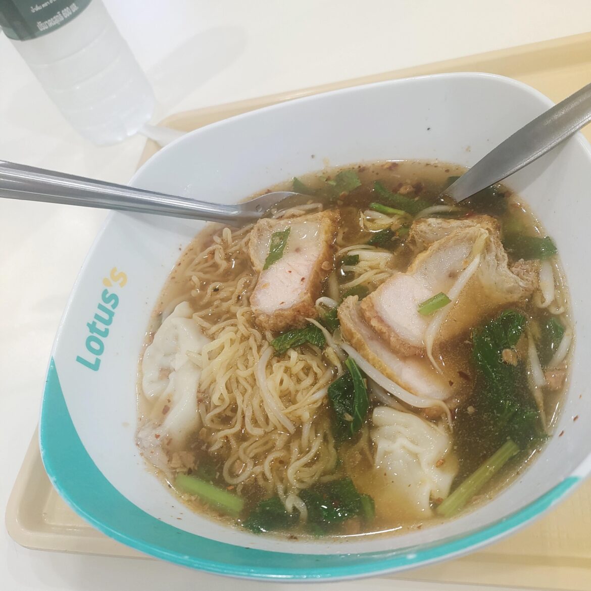 On the road again. Stopped in a food court for lunch. Excellent food, 60 THB where can you eat so cheap?