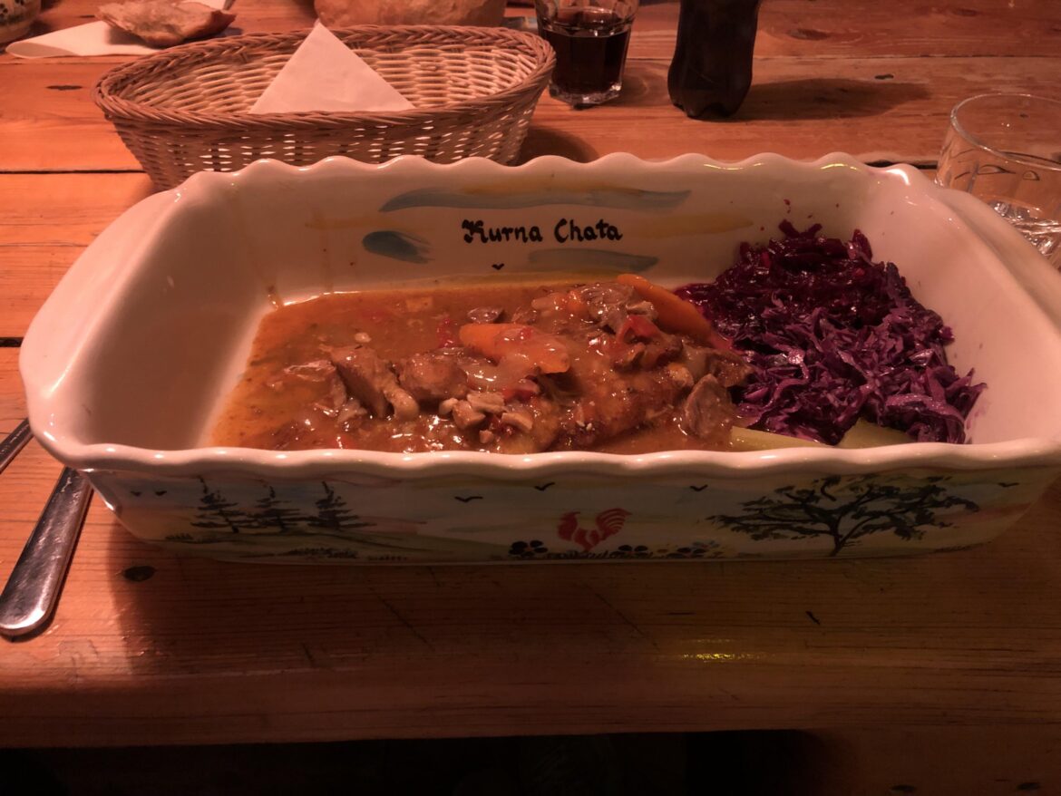 Latkes with Goulash - served in an ovendish