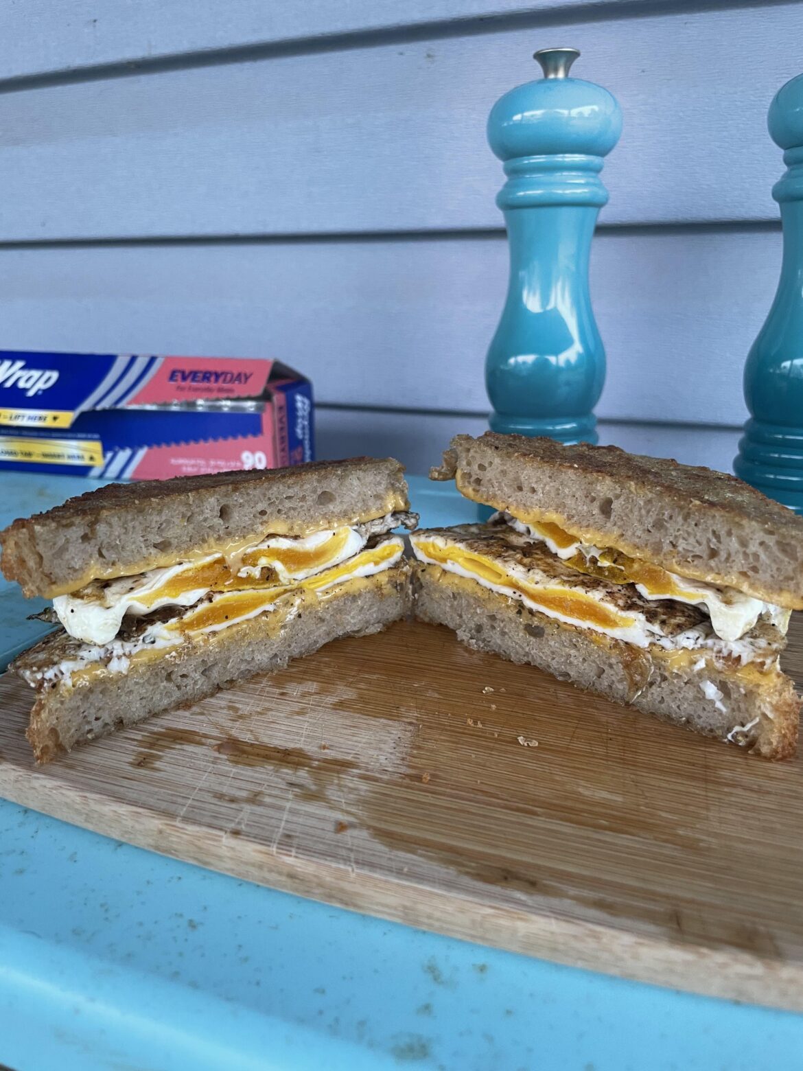 Double egg double cheese on sourdough
