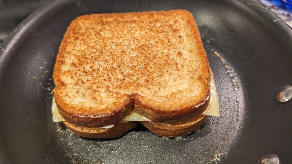 Almost ready... White Vermont cheddar on wheat