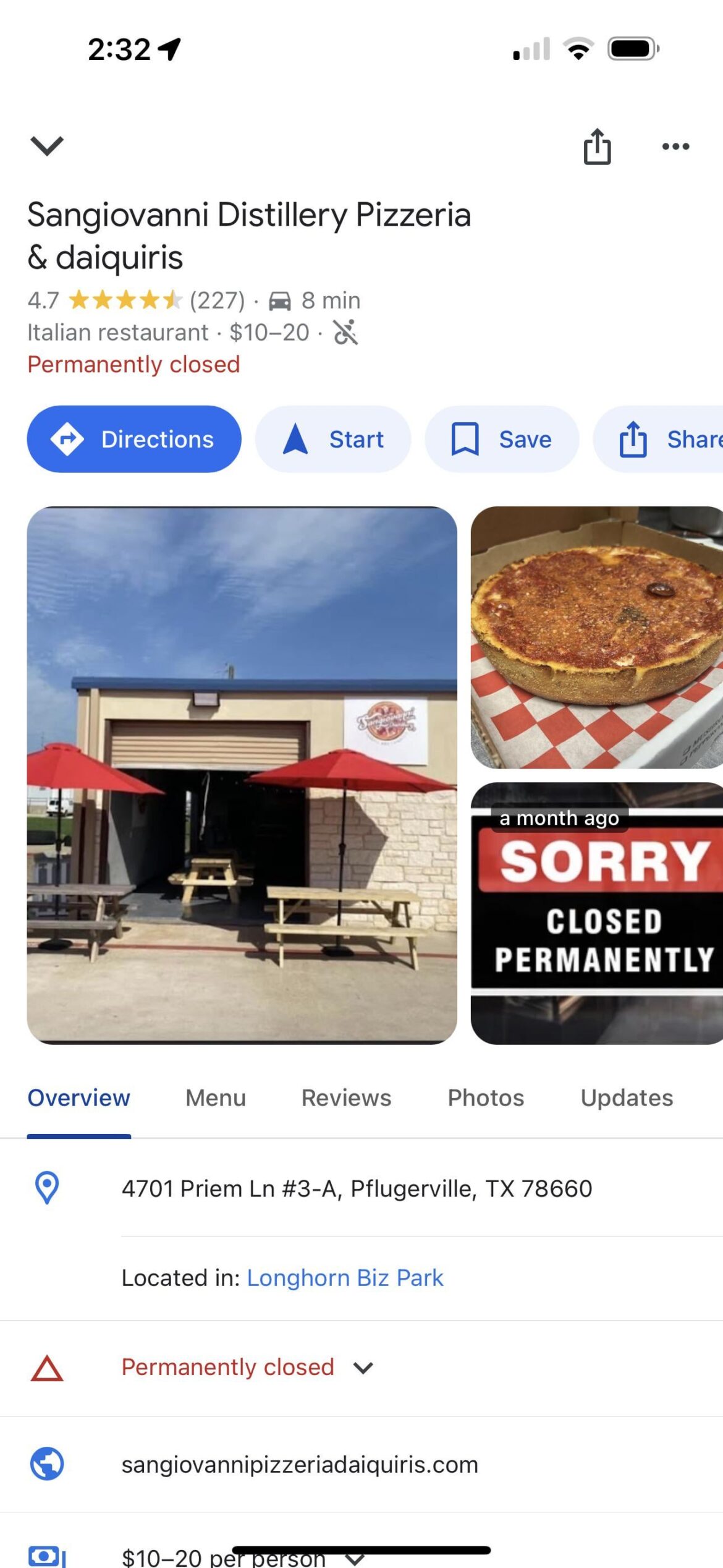 Sangiovanni Pizzeria and Daiquiri's closed permanently closed