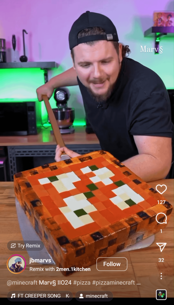 "Minecraft pizza" in which they smush the dough into a mold to bake an inedible brick