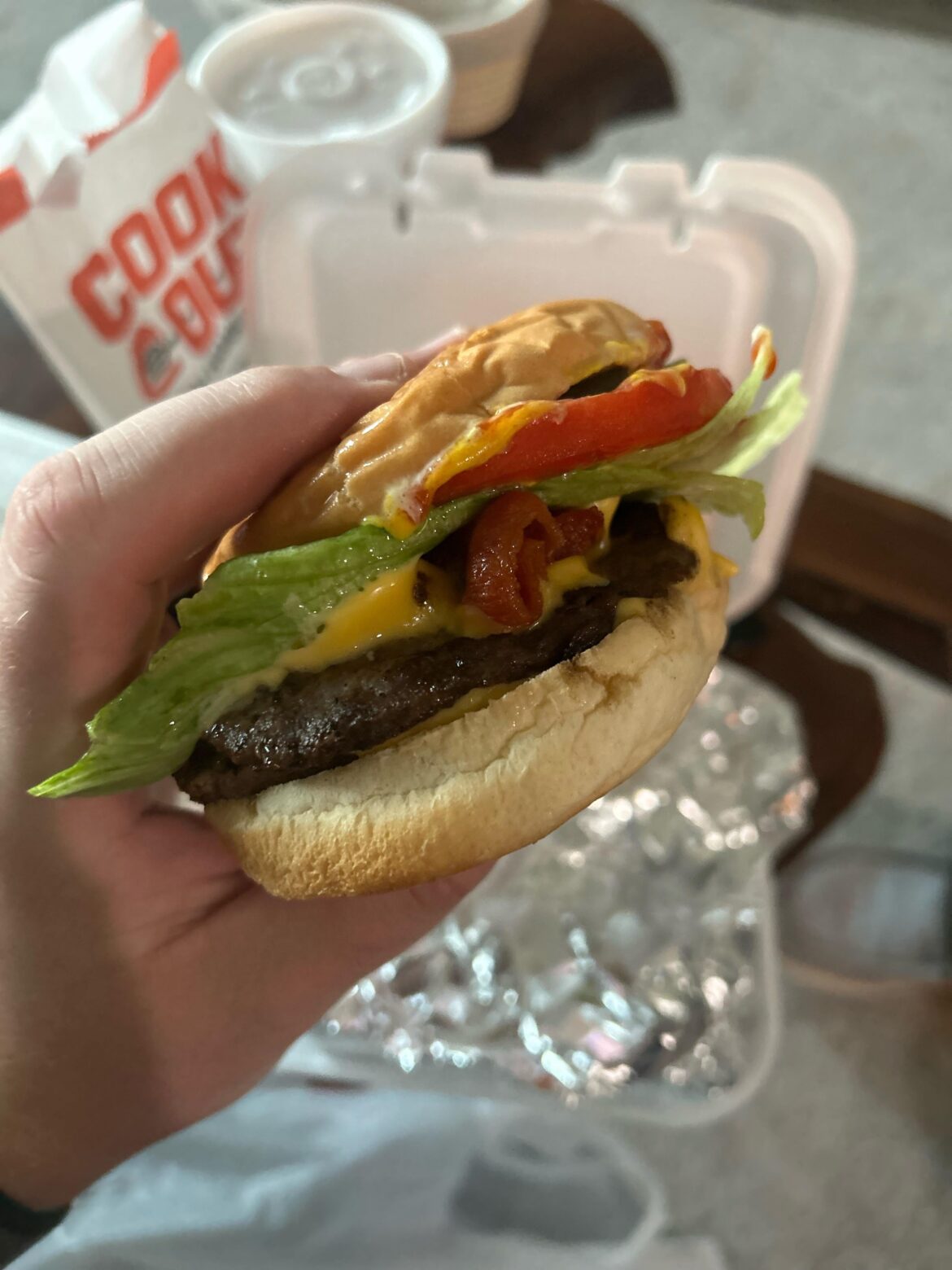 Cookout big double burger add everything.