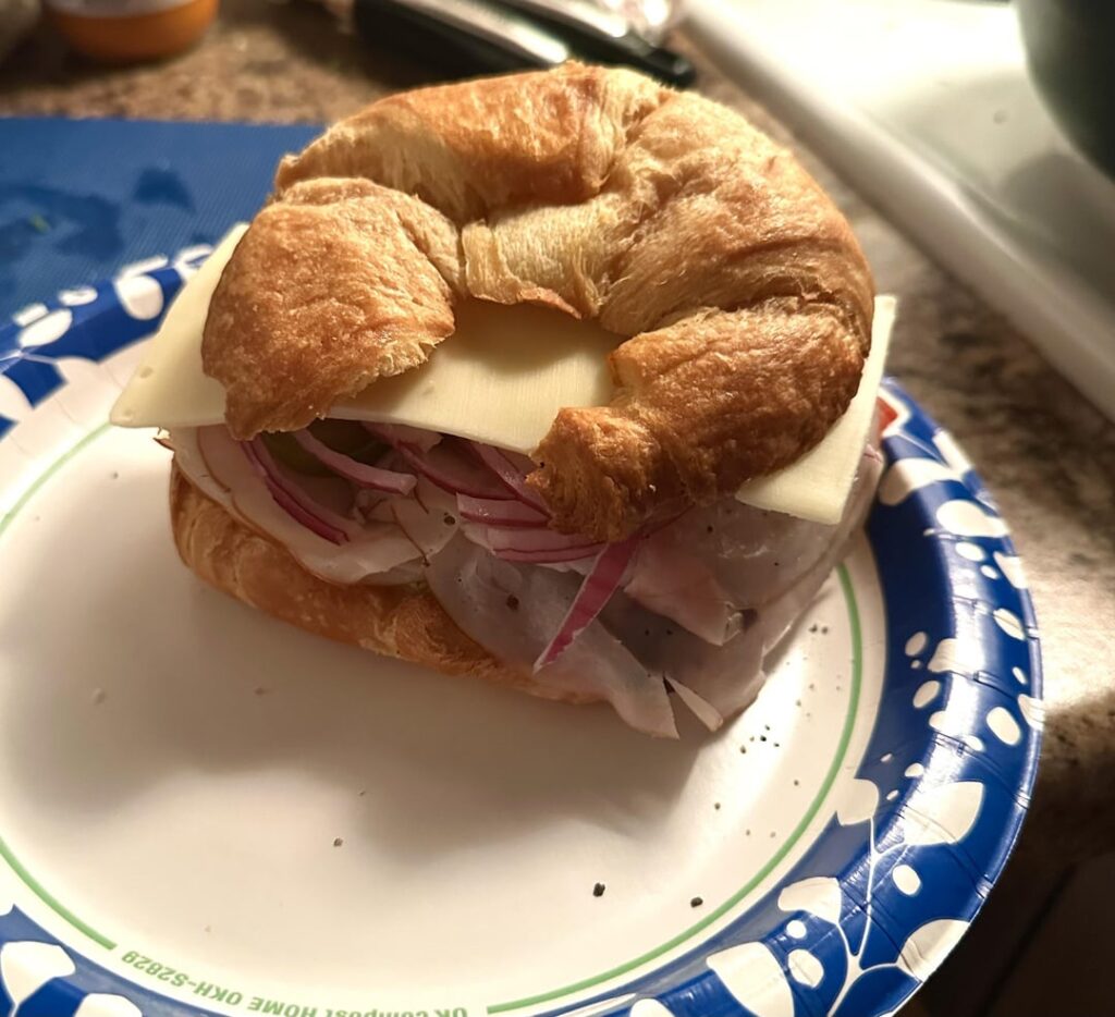 Late night croissant turkey club