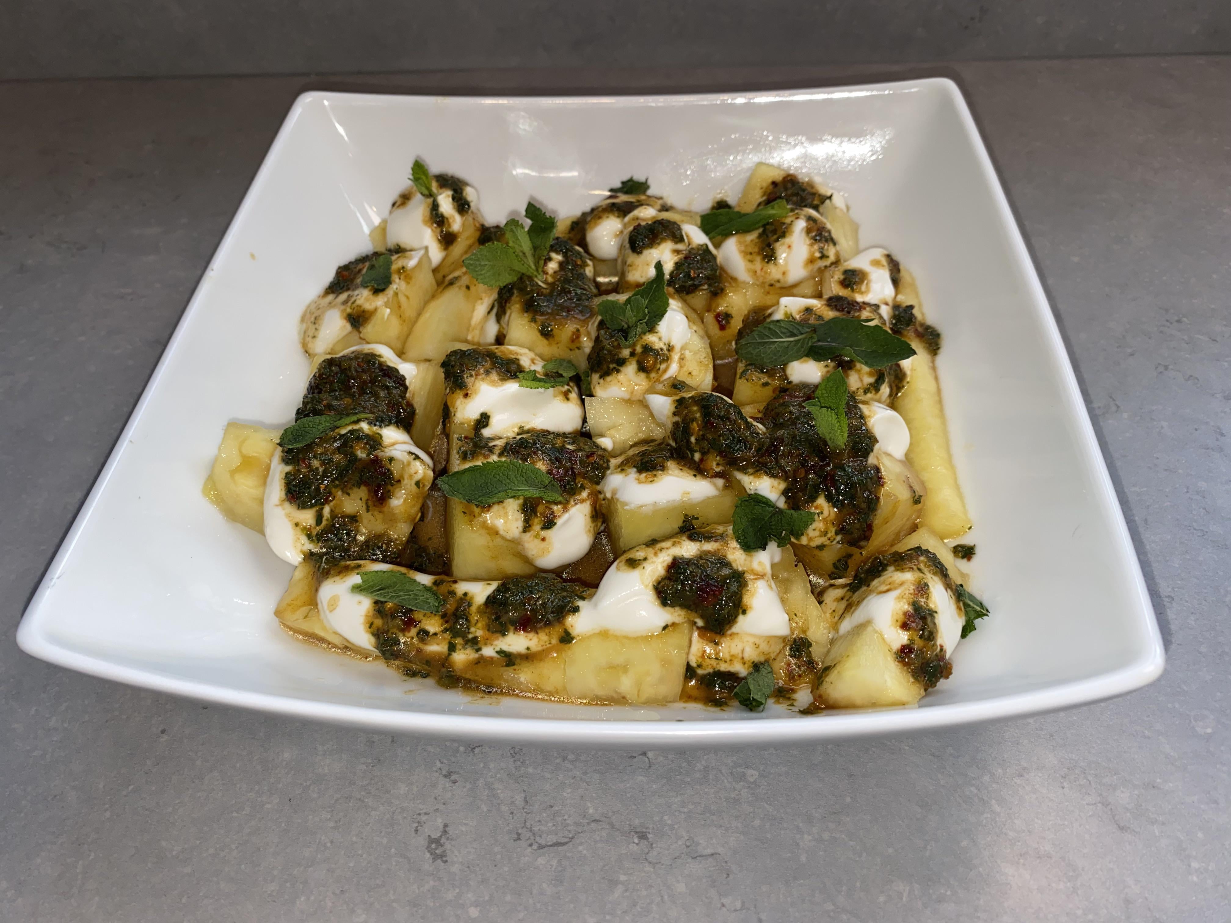 Pineapple with Yoghurt, Chilli & Mint Drizzle recipe. Absolute classic