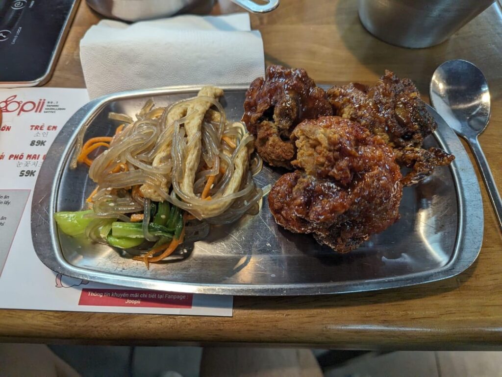 Japchae & Korean fried chicken at Joopii Hùng Vương Plaza in Ho Chi Minh City