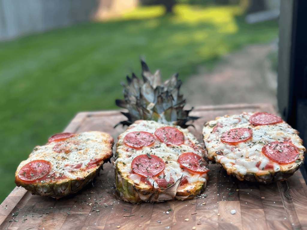 Taking it to the next level. Pepperoni Pizza with a Pineapple Crust!