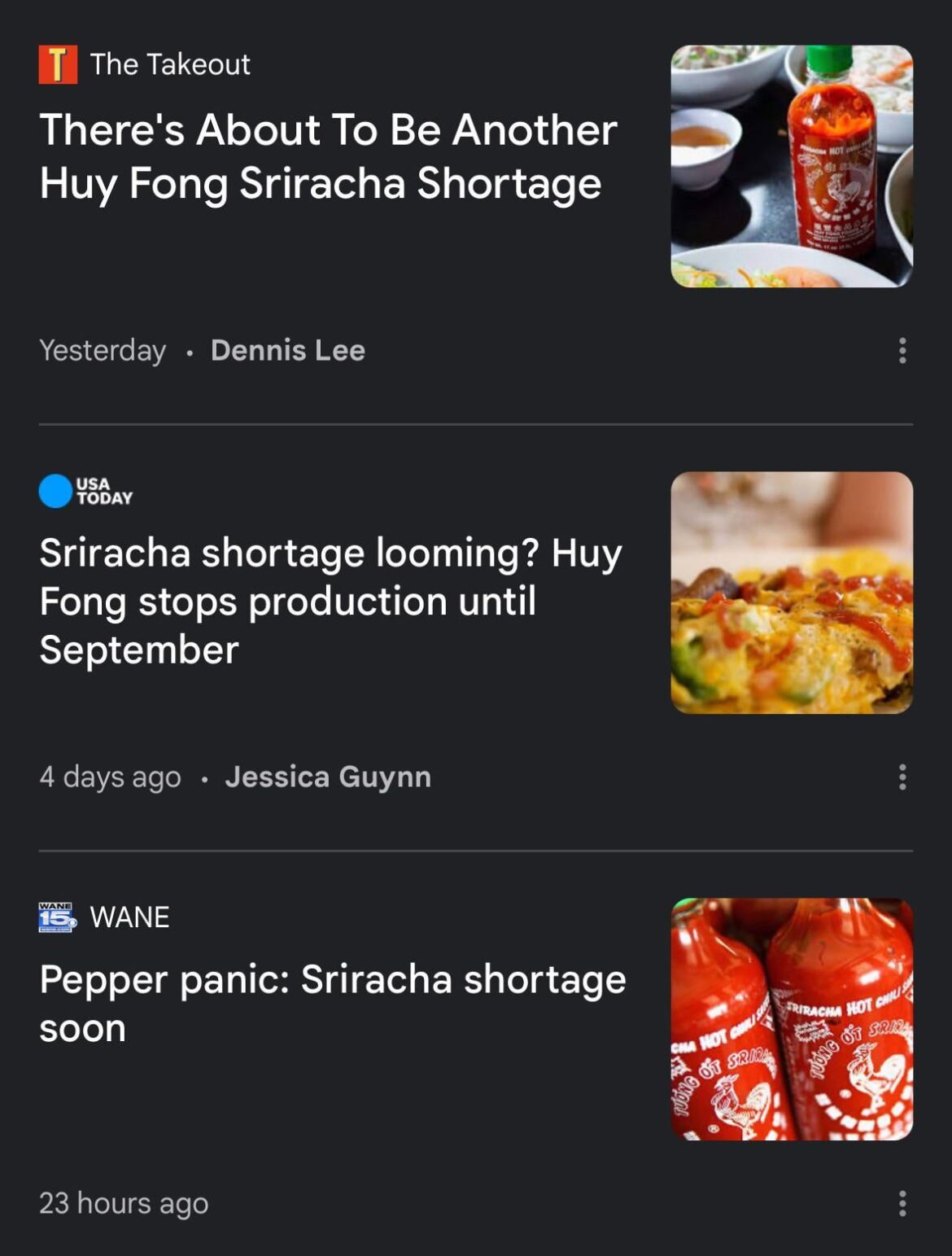 Huy Fong can’t make sauce again