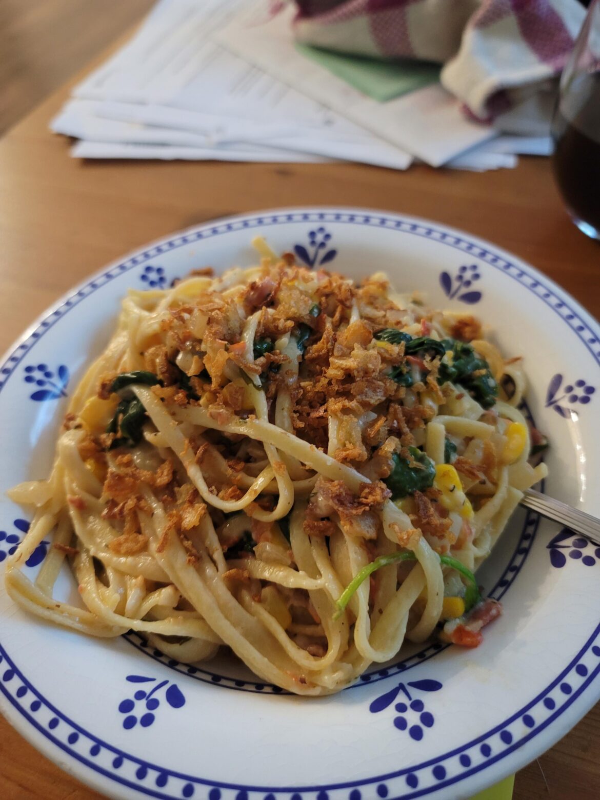 Linguine w/bacon & blush sauce