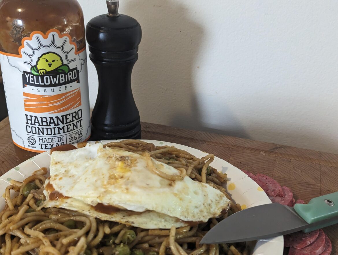 Two folded eggy bois over pasta Ala leftovers