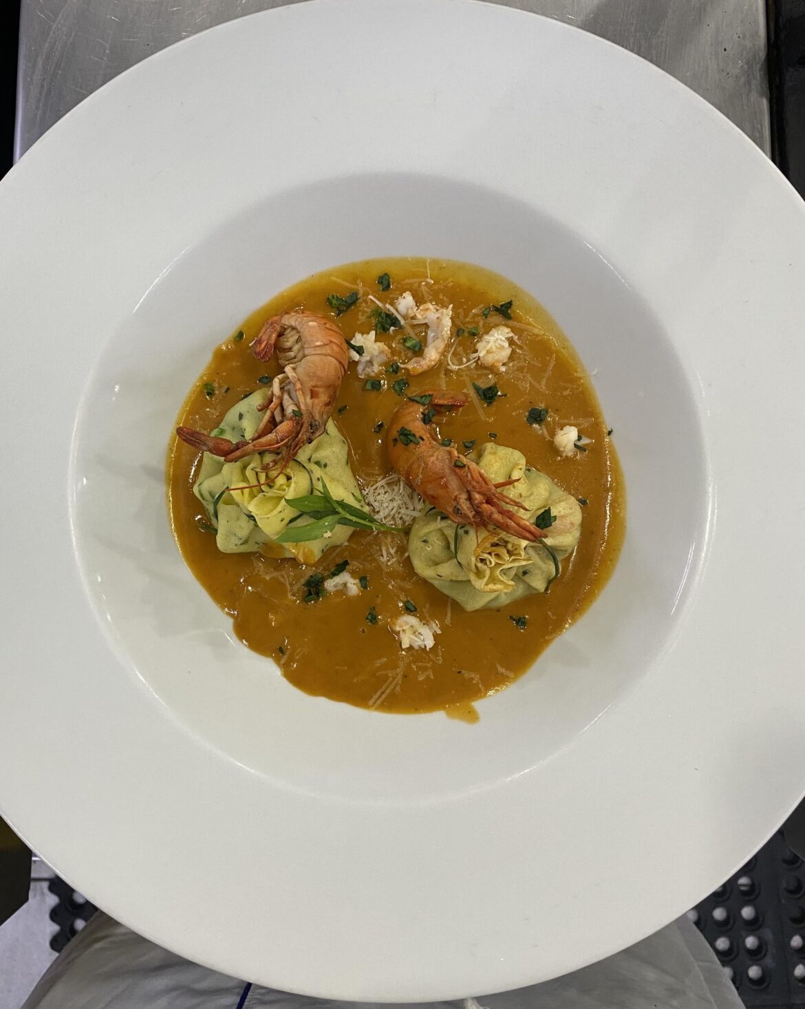 Shrimp Aumônière - Nantua Sauce.