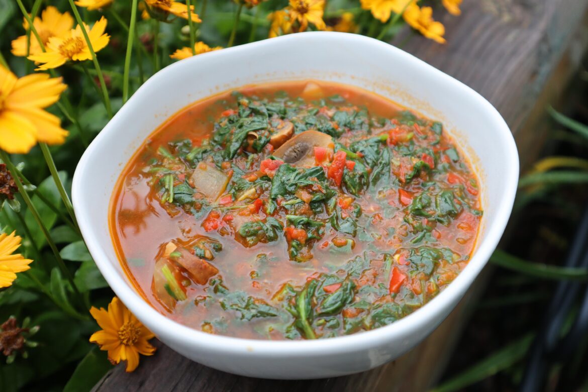 Efo riro, spicy Nigerian spinach soup