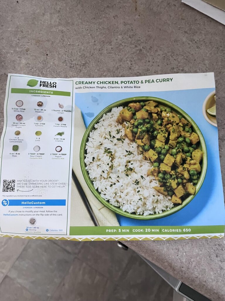 Creamy chicken, potato & pea curry 👎