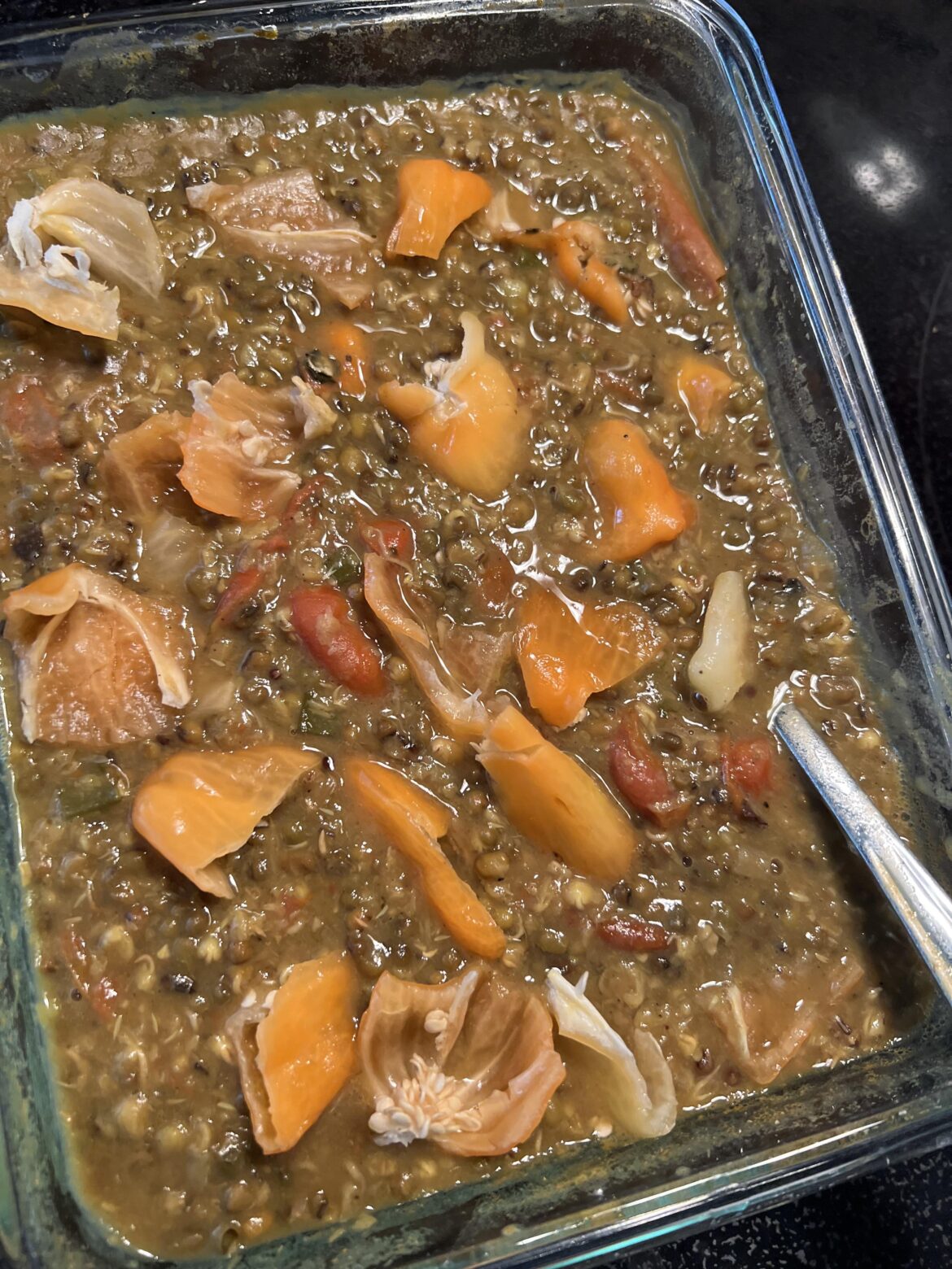 Topped off my leftover daal (spicy lentil soup) with a bunch of habaneros 💯