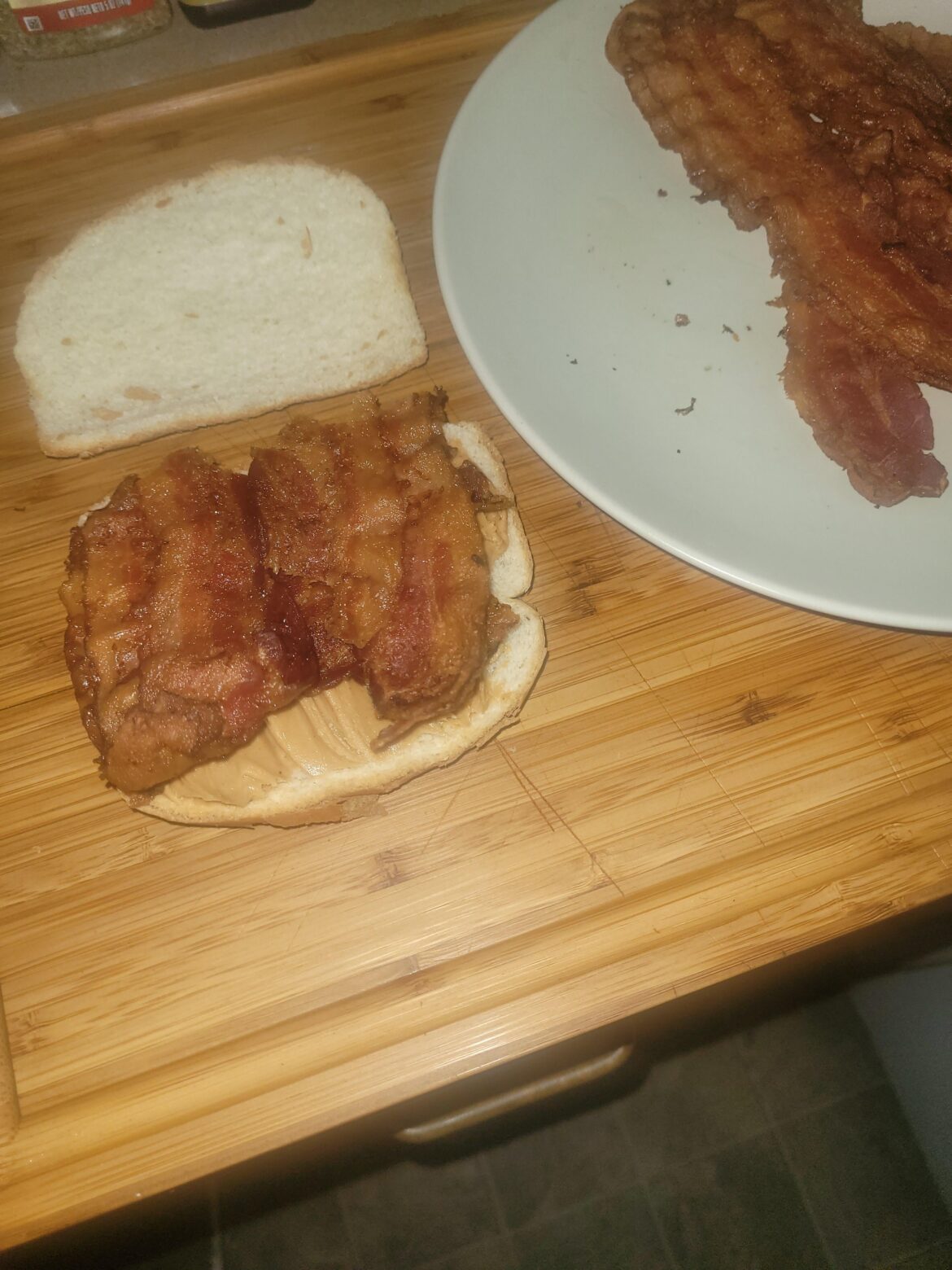 Bacon and Skippy peanut butter sandwich