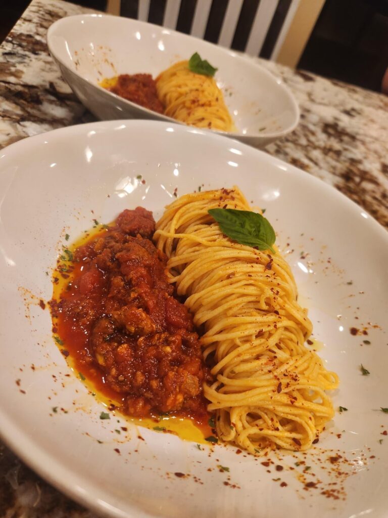 Spaghettini Bolognese. First successful thin pasta!