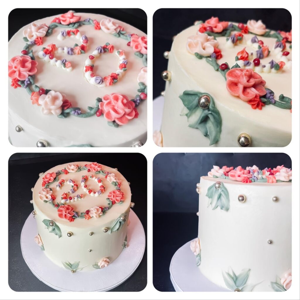 Flower cake piped design