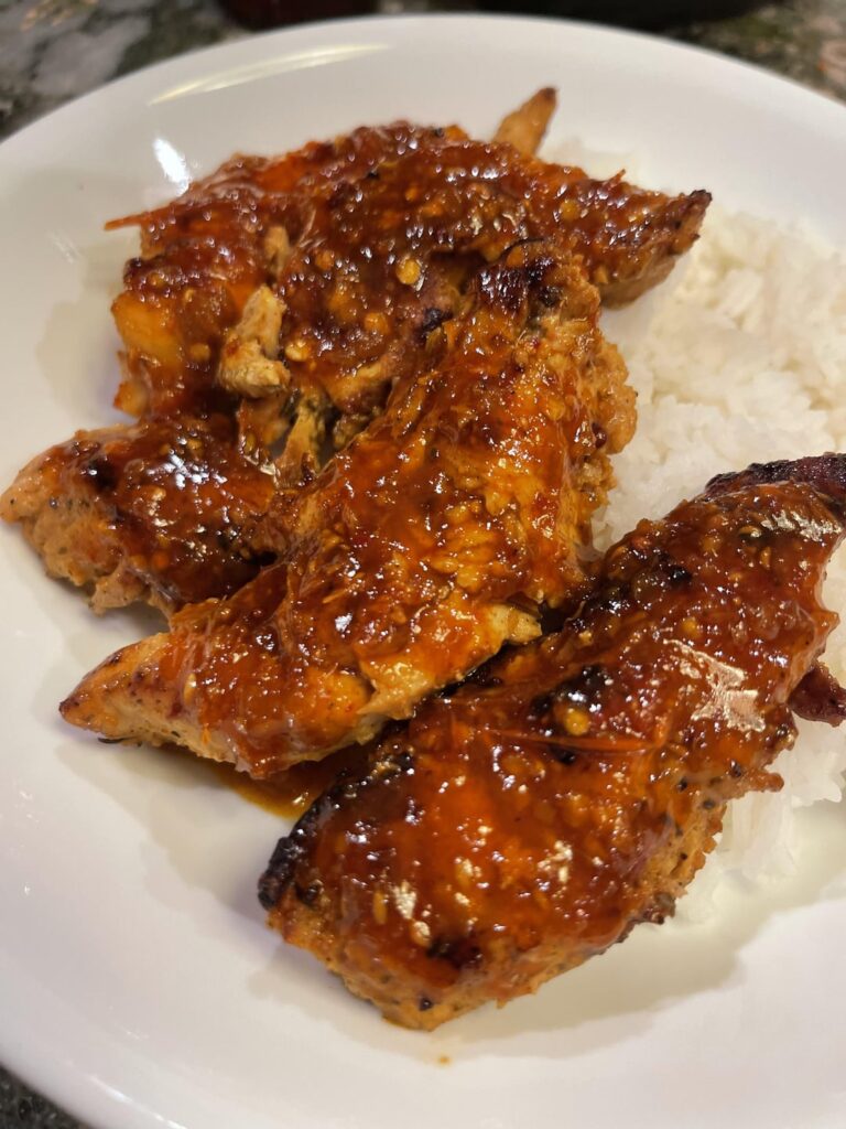 Spicy chicken breast tenderloins with Mr. Naga + hot honey!