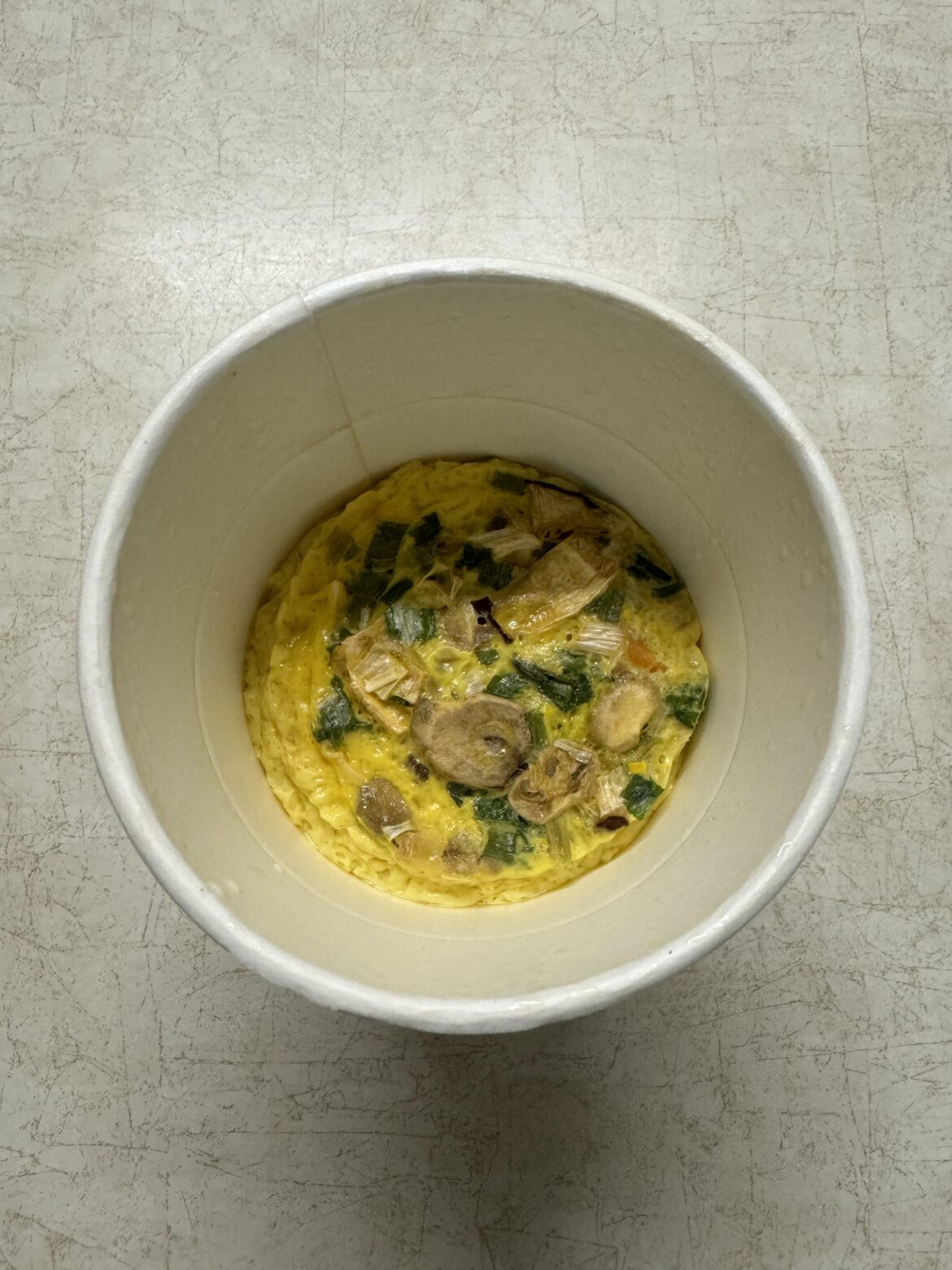 Tried the steamed egg hack in leftover instant noodles broth and it was ok