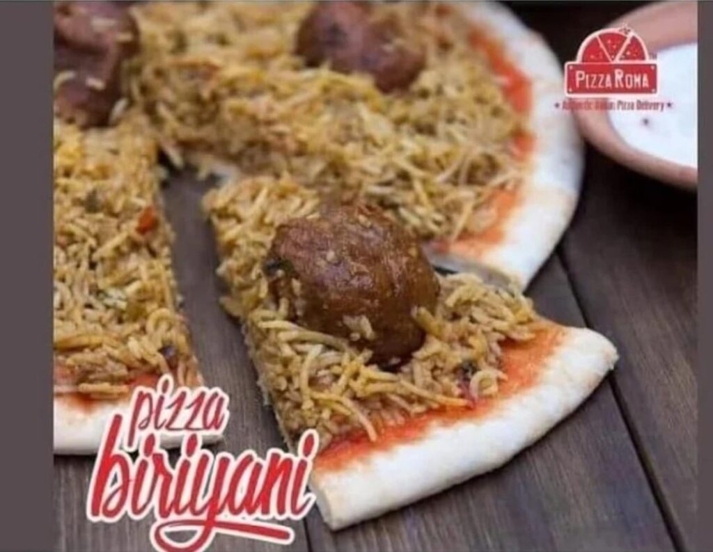 Biryani and pizza together