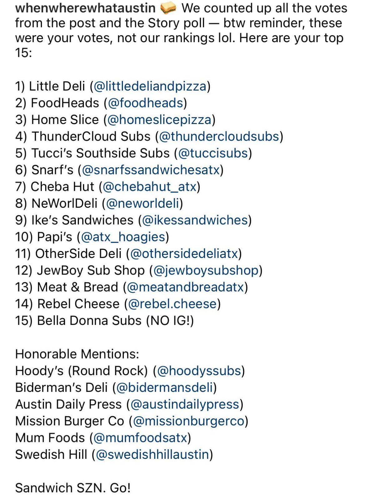 Results of “best sandwich place” on Instagram