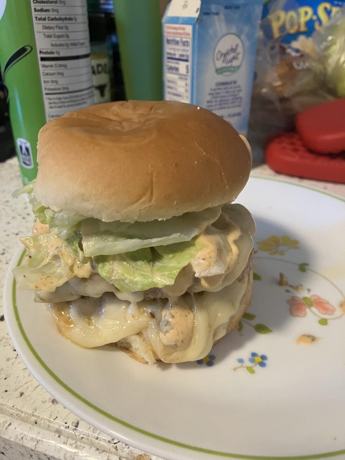 My brother’s cheesy turkey burger
