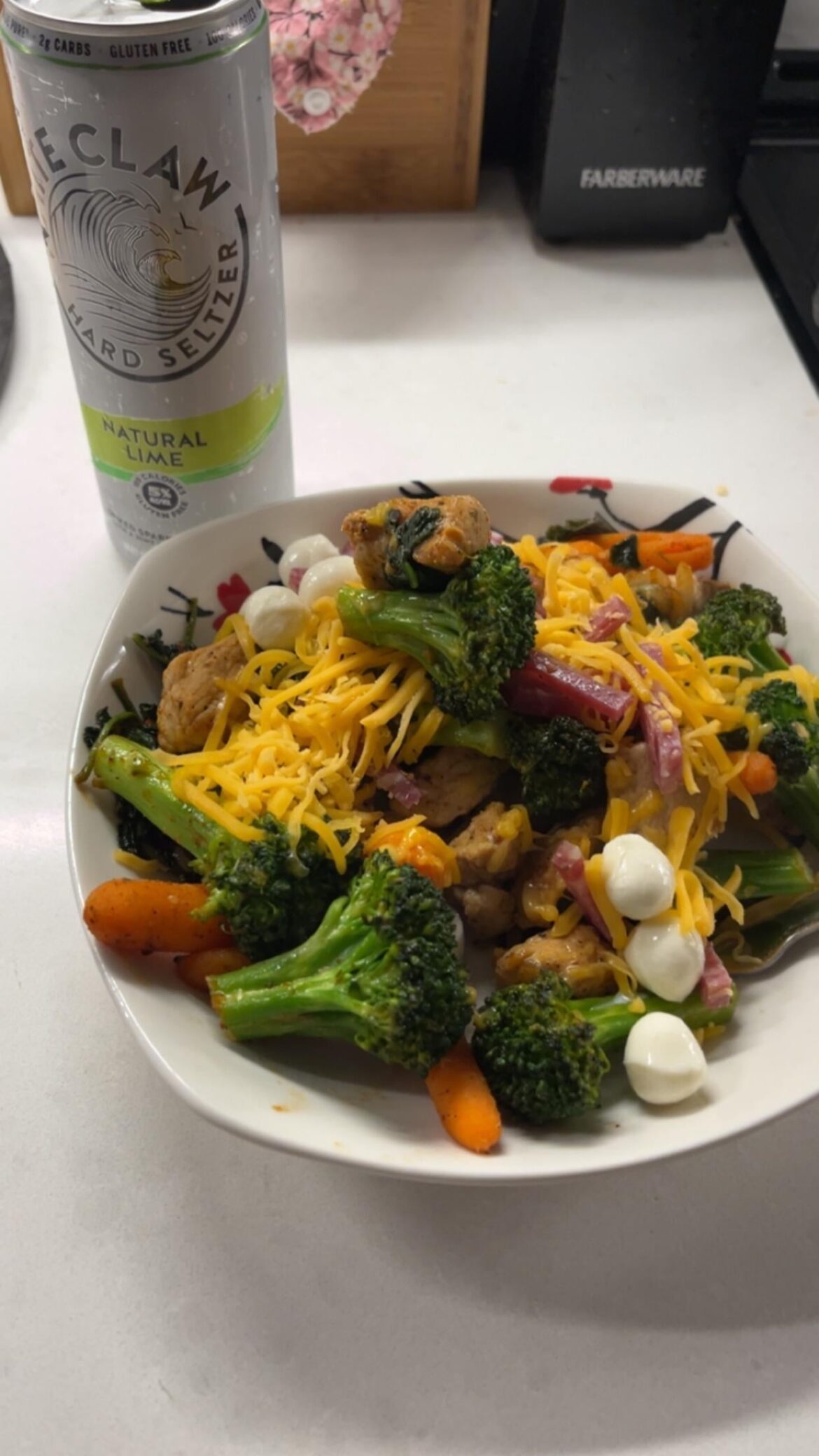 Randomly seasoned pork and veggies because I got tricked into taking shots by a cute guy.