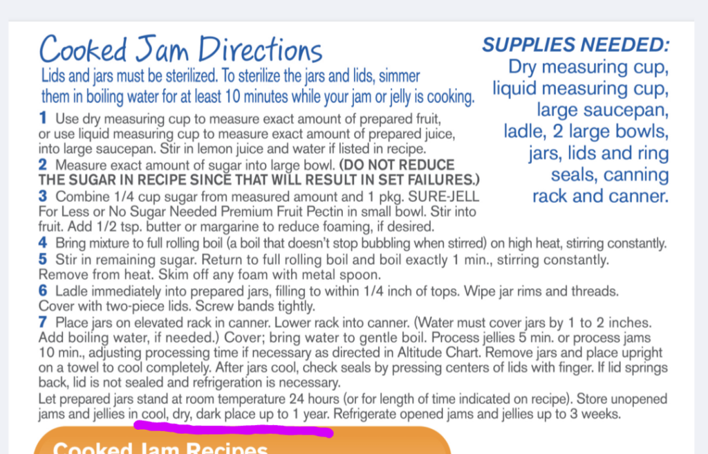 Shelf life of Sure-Jell low sugar strawberry jam