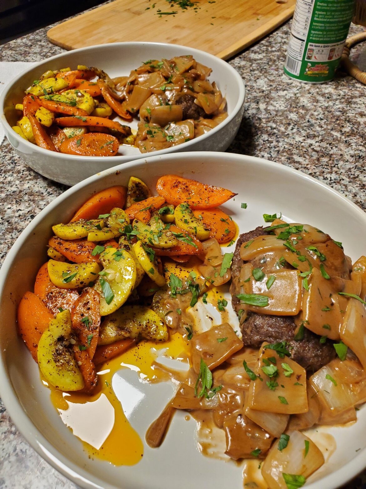 Meatloaf with summer squash and carrots
