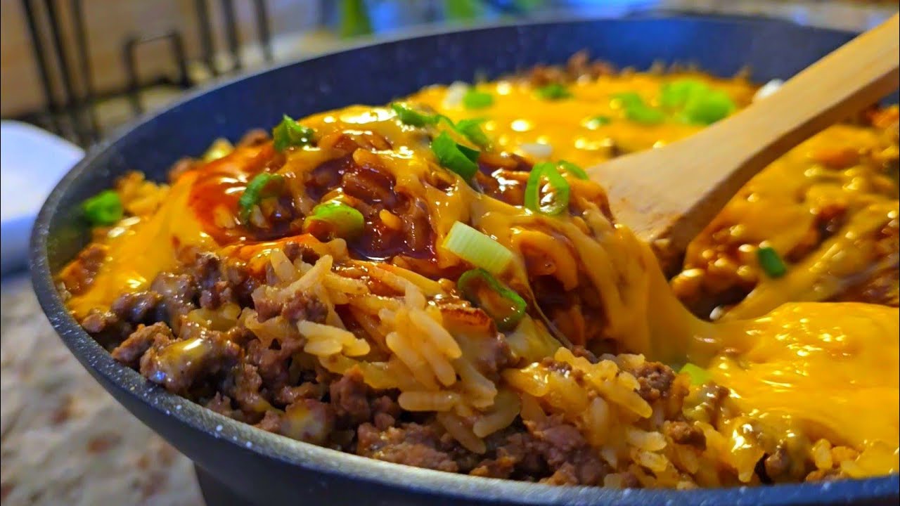 Onepan ENCHILADA RICE Casserole EASY! BEEF & RICE Enchiladas Skillet
