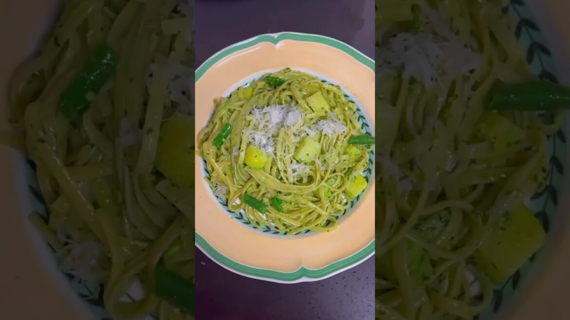 Learn how to make the Trenette al Pesto from Pixar’s Luca! #recipe #pixarluca #pasta #disney