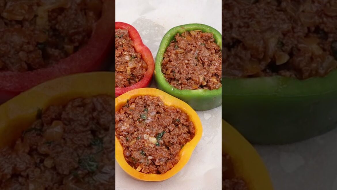 Perfect Cheesy Stuffed Bell Peppers with Ground Beef | Simple & Delicious Recipe #bellpeppers #beef