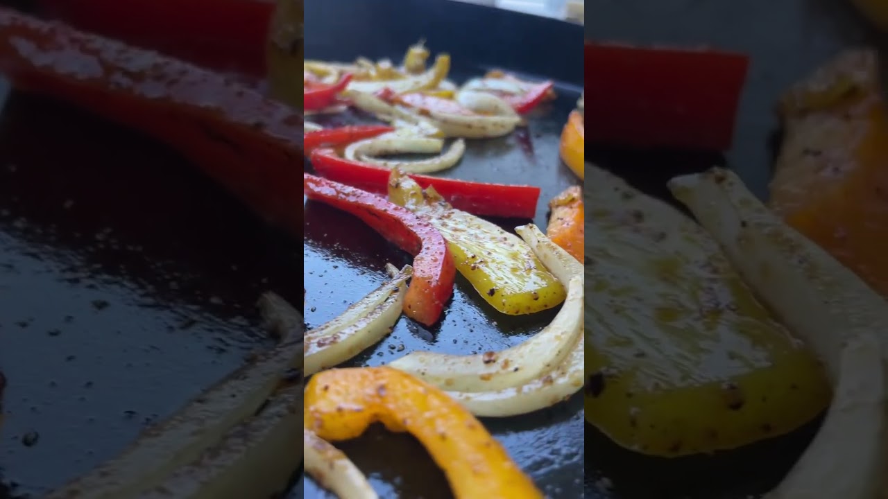 Steak and shrimp fajitas on Blackstone Griddle Dining and Cooking