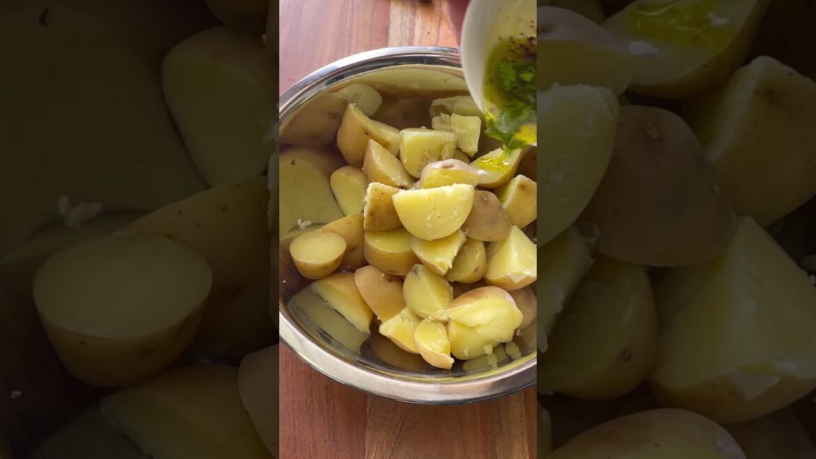 Hot Honey Crispy Potatoes over Jalapeño Basil Whipped Feta! #dinner #whippedfeta