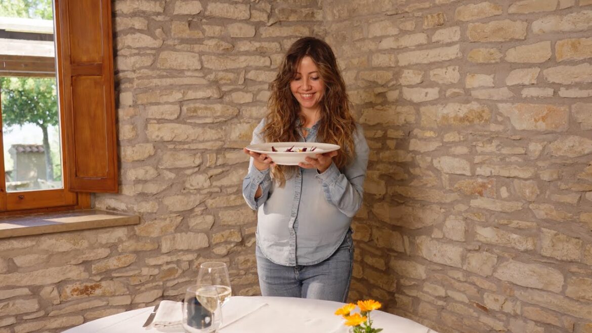 Spelt corallini pasta with cream of pumpkin and sweet and sour red chicory Spelt corallini pasta with cream of pumpkin and sweet and sour red chicory