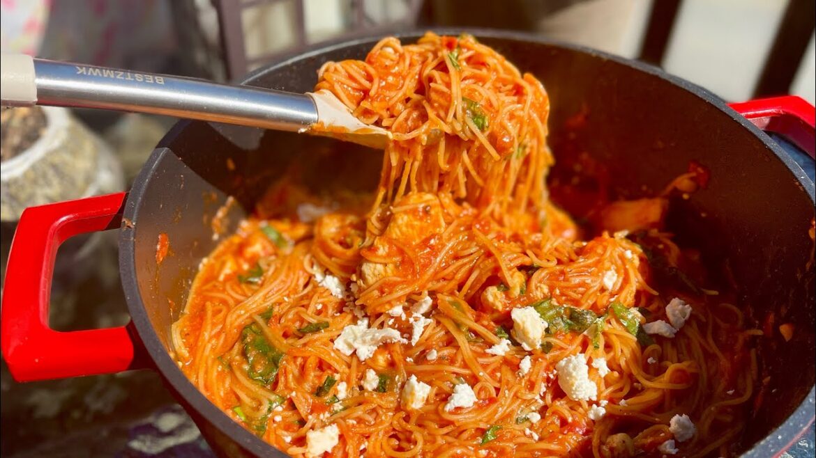 Chicken & Feta Cheese Pasta| My go to summer pasta Chicken & Feta Cheese Pasta| My go to summer pasta