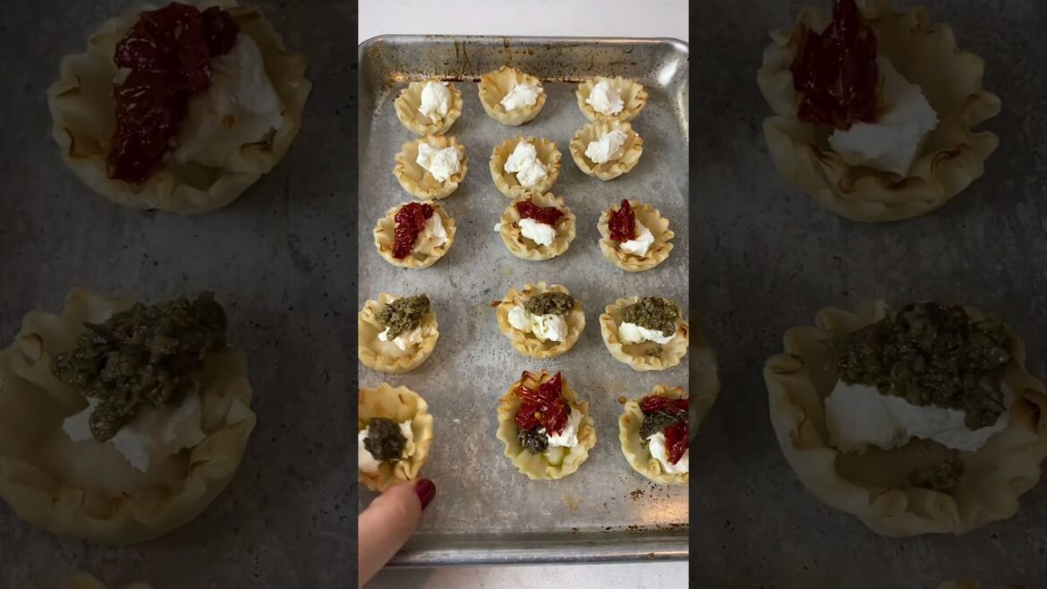 Goat Cheese Phyllo Cups #mediterraneanrecipe #mediterraneanfood #appetizerideas #goatcheese Goat Cheese Phyllo Cups #mediterraneanrecipe #mediterraneanfood #appetizerideas #goatcheese