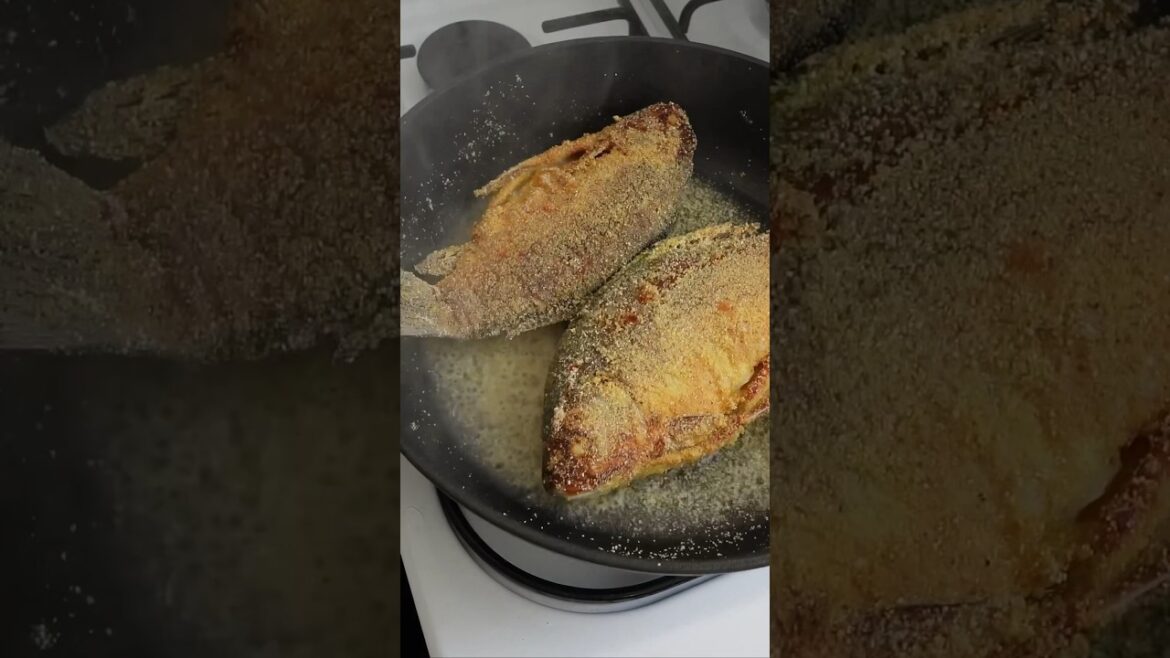 Pan-fried Whole Fish with Polenta and Garlic Sauce #shorts #cooking #food