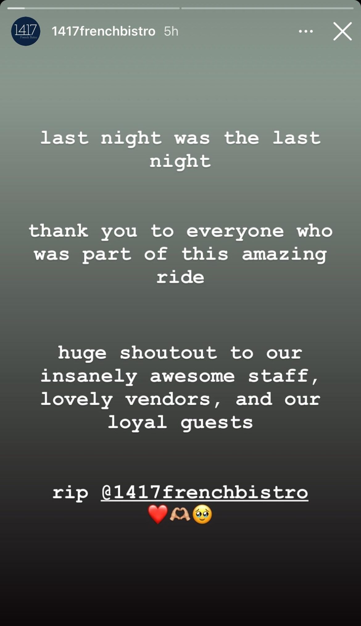 1417 Bistro Closed