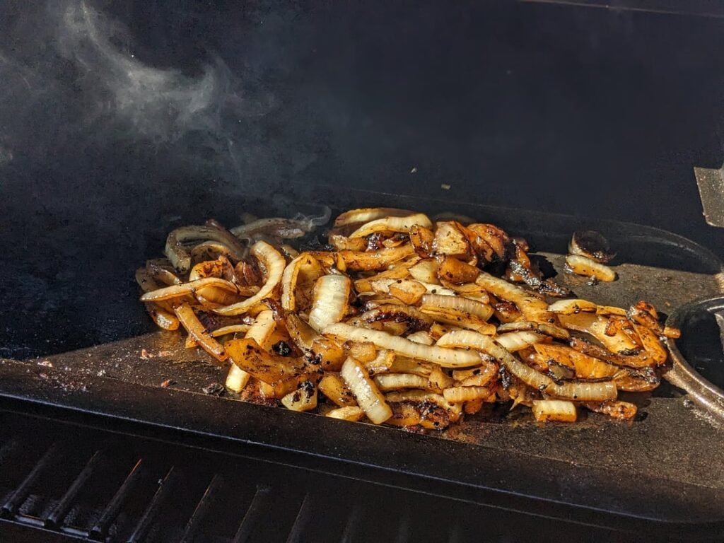 She asked "what ya grill'n" , I replied excitedly "onions!". She looked skeptical until I opened the lid. She then looked baffled, disappointed, and then exasperated...