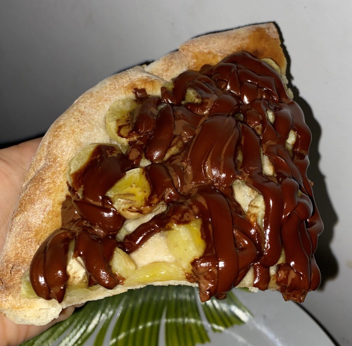 homemade pizza chocolate with banana