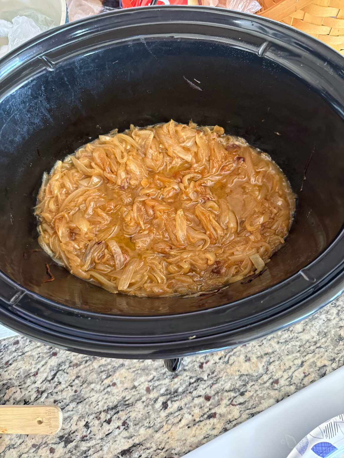 5lbs onions halfway through caramelizing for French onion soup