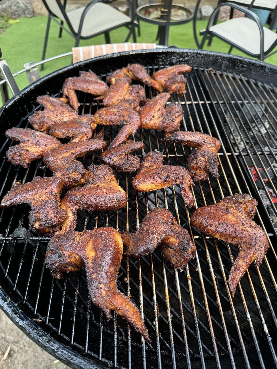 Perfectly smoked wings on the kettle. These did not last long. All 4