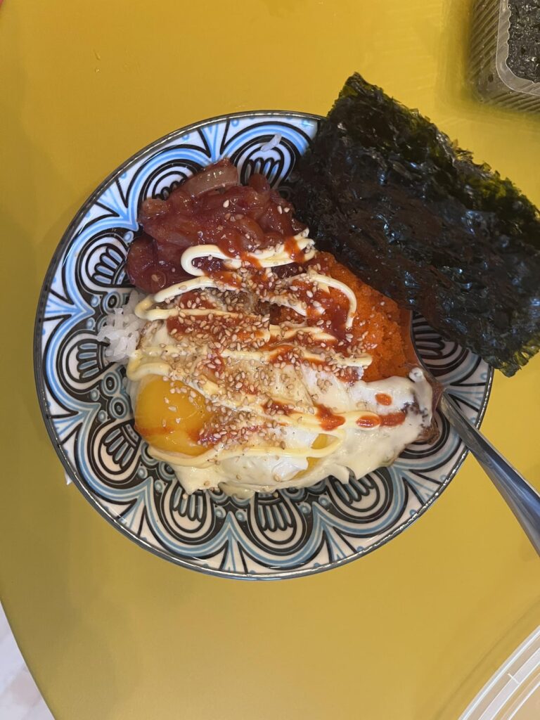 Raw marinated squid rice